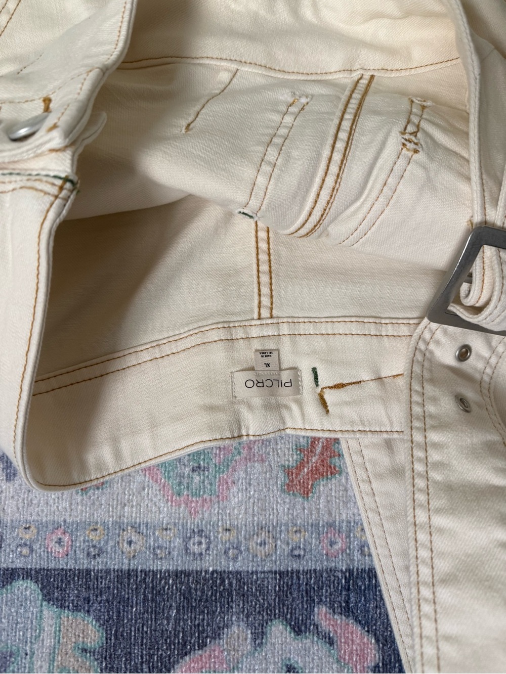 Pilcro Cream One-Shoulder Jumpsuit with Contrast Stitching - Picture 5 of 7